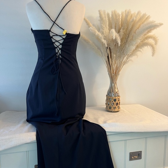 Katie May Navy Blue Prom Dress - Picture 3 of 6
